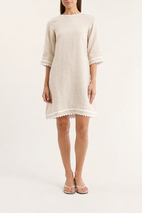Lace-trimmed short-sleeved loose dress（BUY 2 FREE SHIPPING)