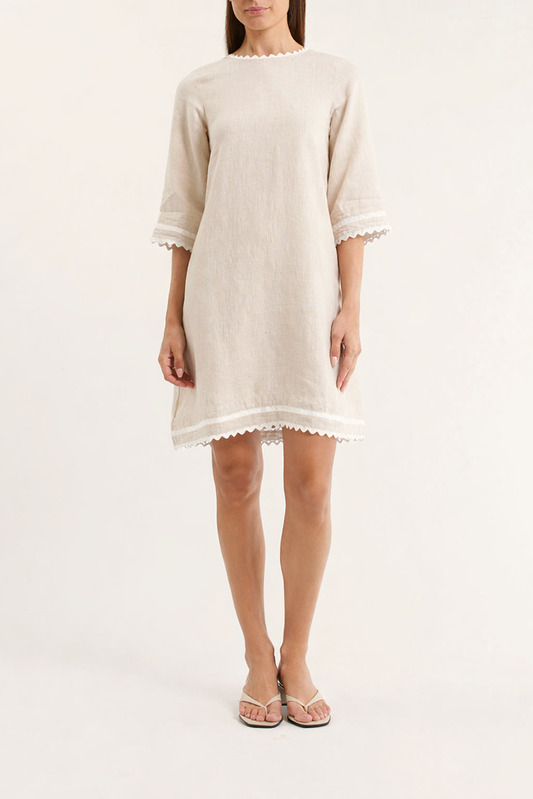 Lace-trimmed short-sleeved loose dress（BUY 2 FREE SHIPPING)