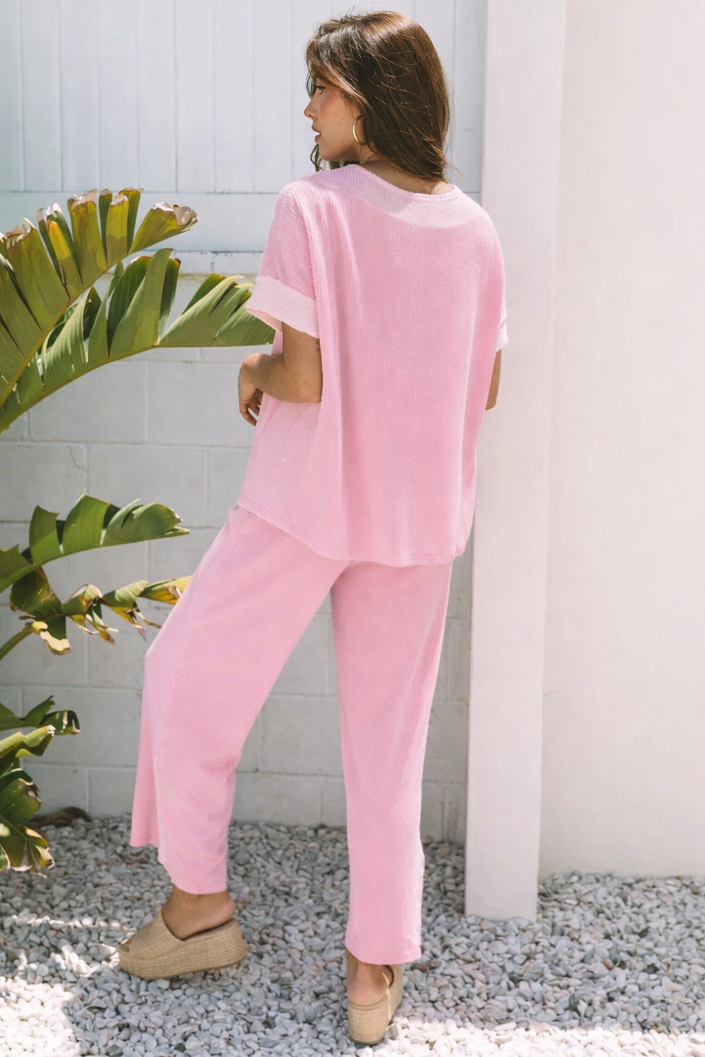 Women's Color-Block Corded 2pcs Outfit
