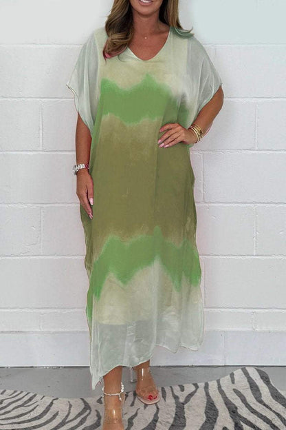 Women's Long Chiffon Maxi Dip Dye Dress (Buy 2 Free Shipping)