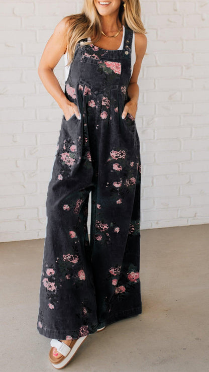 Printed Pocket Casual Denim Overalls(BUY 2 FREE SHIPPING)