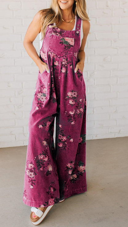 Printed Pocket Casual Denim Overalls(BUY 2 FREE SHIPPING)