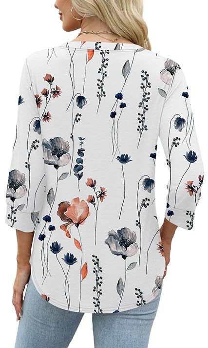 2026 New Womens 3/4 Sleeve Heley Button V neck Tops(BUY 3 FREE SHIPPING)