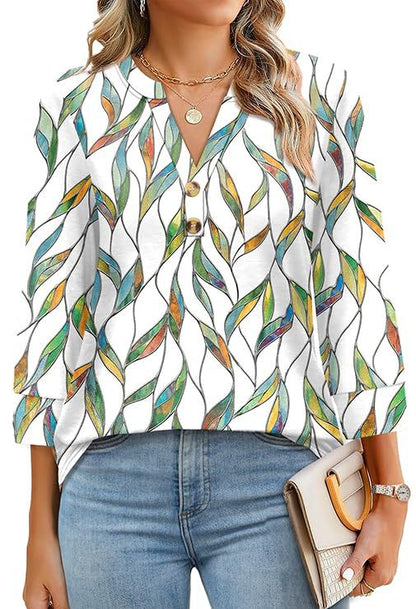 2026 New Womens 3/4 Sleeve Heley Button V neck Tops(BUY 3 FREE SHIPPING)