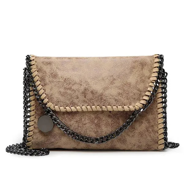 Suede clutch with chain