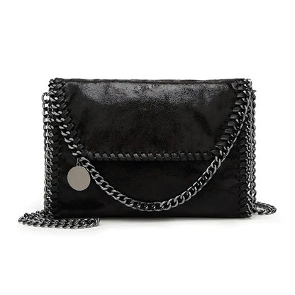 Suede clutch with chain