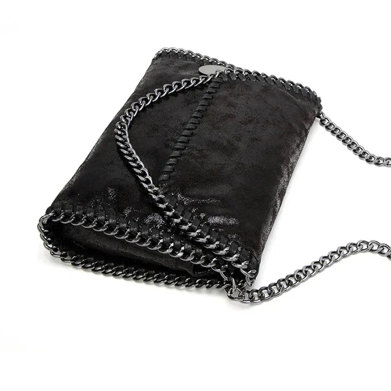 Suede clutch with chain