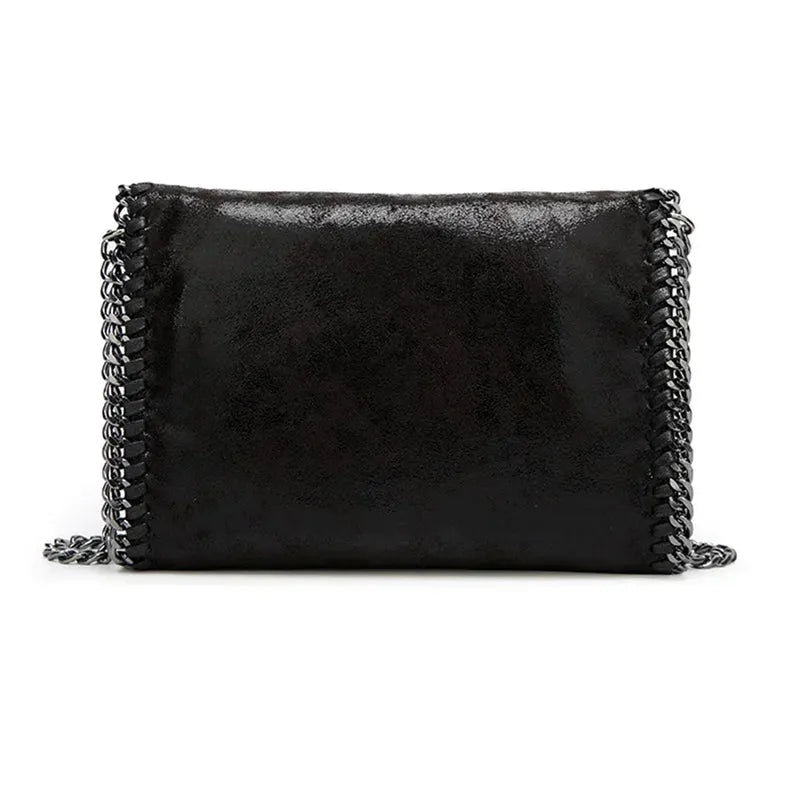 Suede clutch with chain