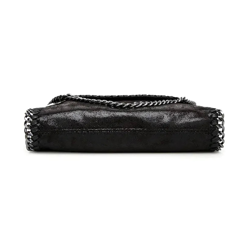 Suede clutch with chain