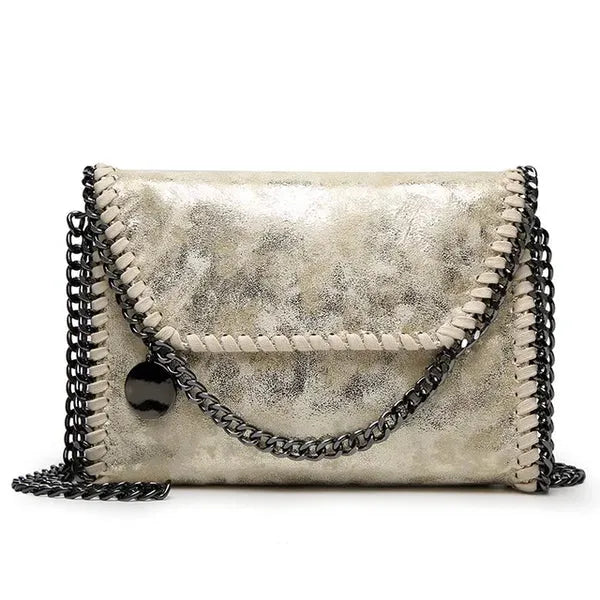 Suede clutch with chain