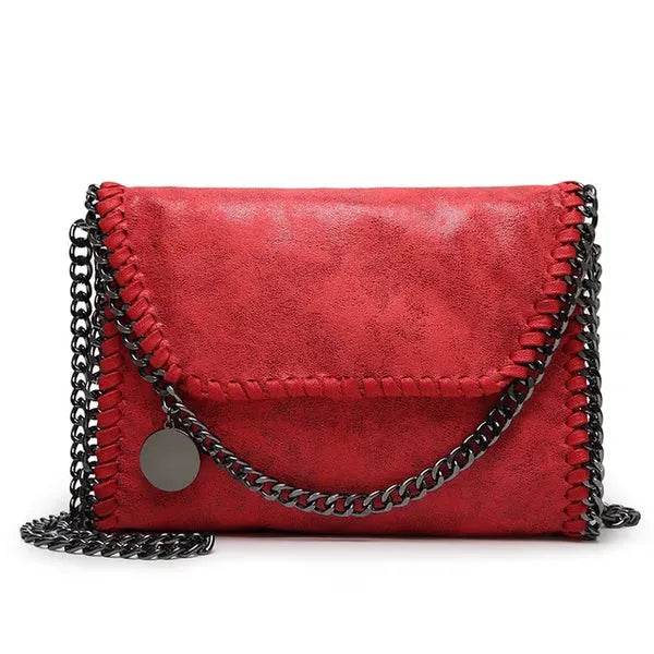 Suede clutch with chain