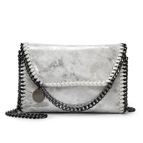 Suede clutch with chain