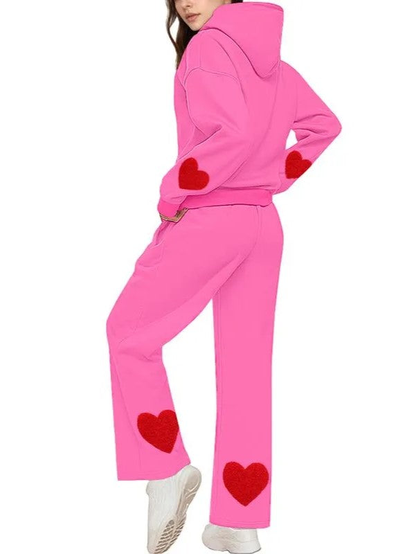 Women's Bow Detail Hoodie Sweat Set (Buy 2 Free Shipping)