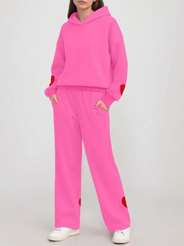 Women's Bow Detail Hoodie Sweat Set (Buy 2 Free Shipping)