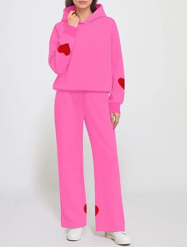 Women's Bow Detail Hoodie Sweat Set (Buy 2 Free Shipping)