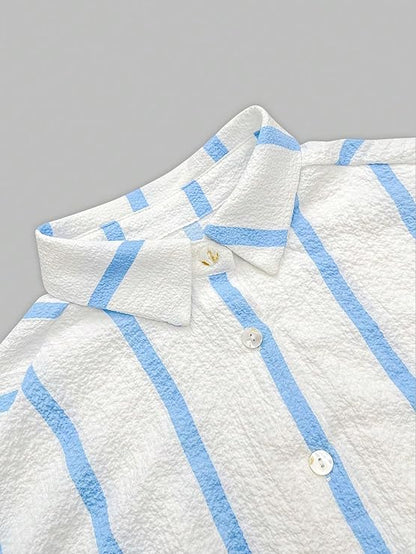 ✨Women's striped button-down long-sleeved shirt（BUY 2 FREE SHIPPING)