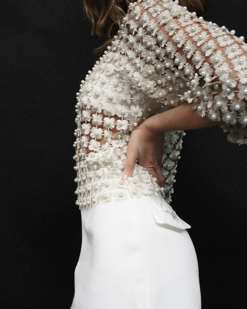 Pearl Detail Crochet Top(BUY 2 FREE SHIPPING)