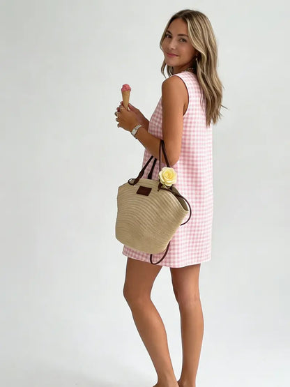 Women's Spring/Summer Plaid Sleeveless Mini Dress(BUY 2 FREE SHIPPING)