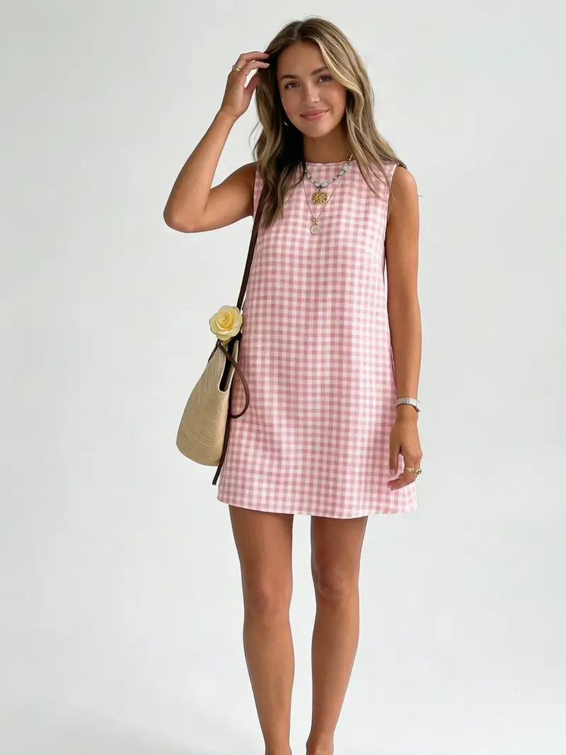 Women's Spring/Summer Plaid Sleeveless Mini Dress(BUY 2 FREE SHIPPING)