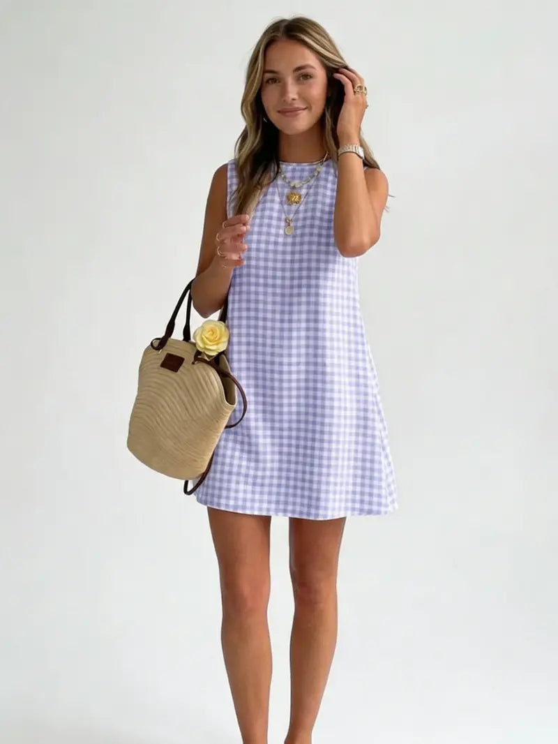 Women's Spring/Summer Plaid Sleeveless Mini Dress(BUY 2 FREE SHIPPING)