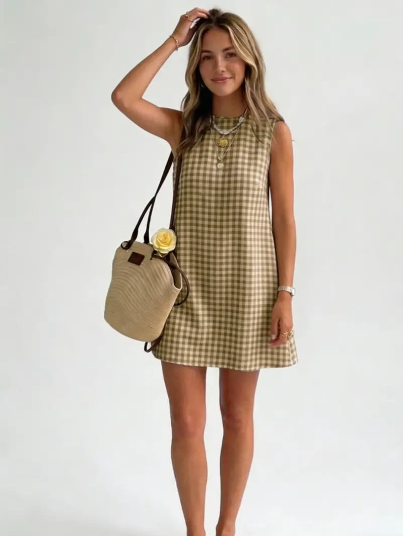 Women's Spring/Summer Plaid Sleeveless Mini Dress(BUY 2 FREE SHIPPING)