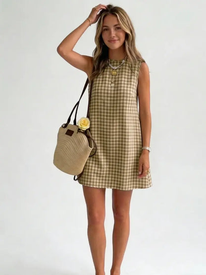 Women's Spring/Summer Plaid Sleeveless Mini Dress(BUY 2 FREE SHIPPING)