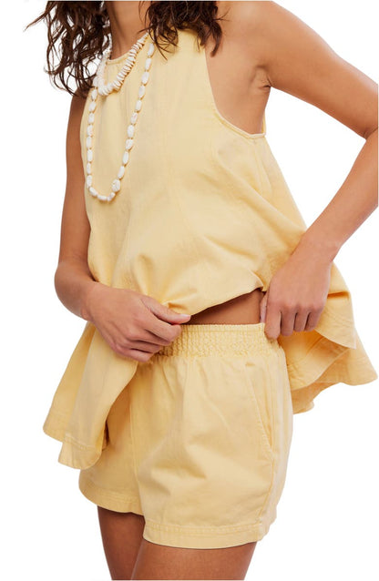 Summer Breeze Yellow Linen Blend Tank & Short Set