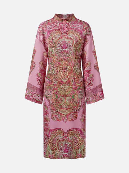 Elegant Paisley Print Relaxed Midi Dress