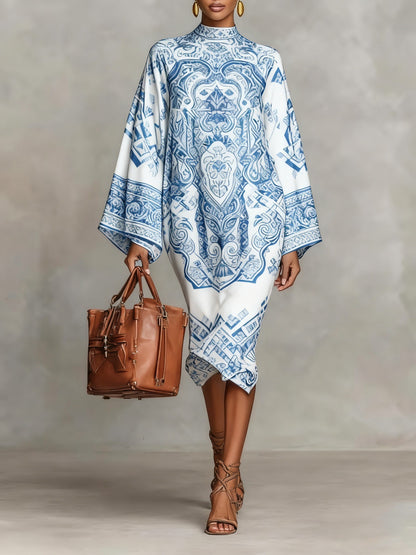 Elegant Paisley Print Relaxed Midi Dress