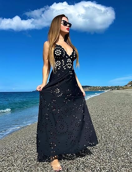 Women's One Piece Bathing Suit Petal Hollow V Neck Swimsuit and Skirt