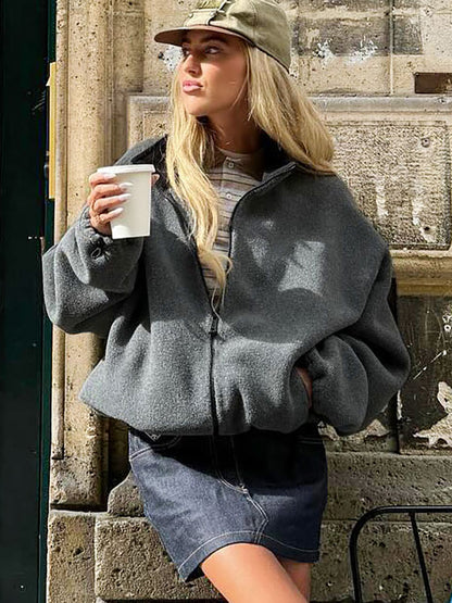 Oversized Fleece Zip-Up Jacket