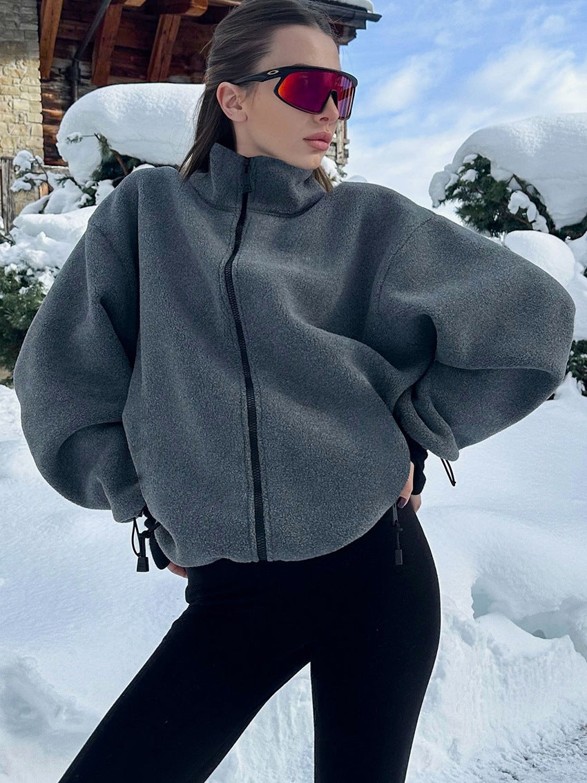 Oversized Fleece Zip-Up Jacket