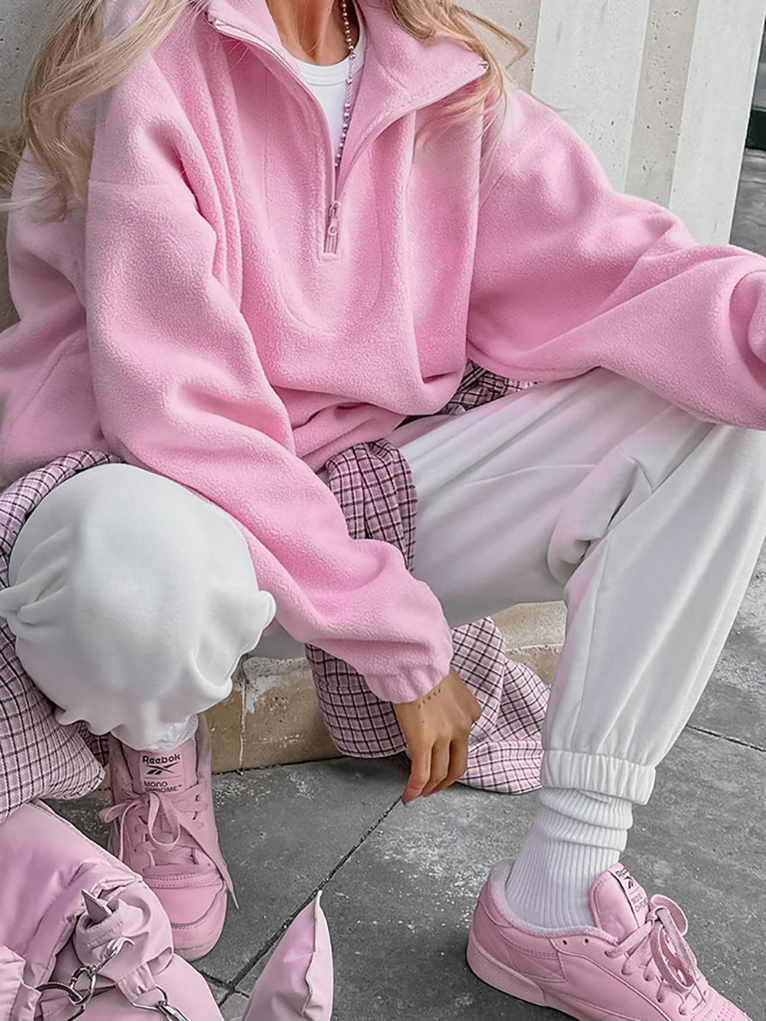 Women's half-zip fleece pullover sweatshirt