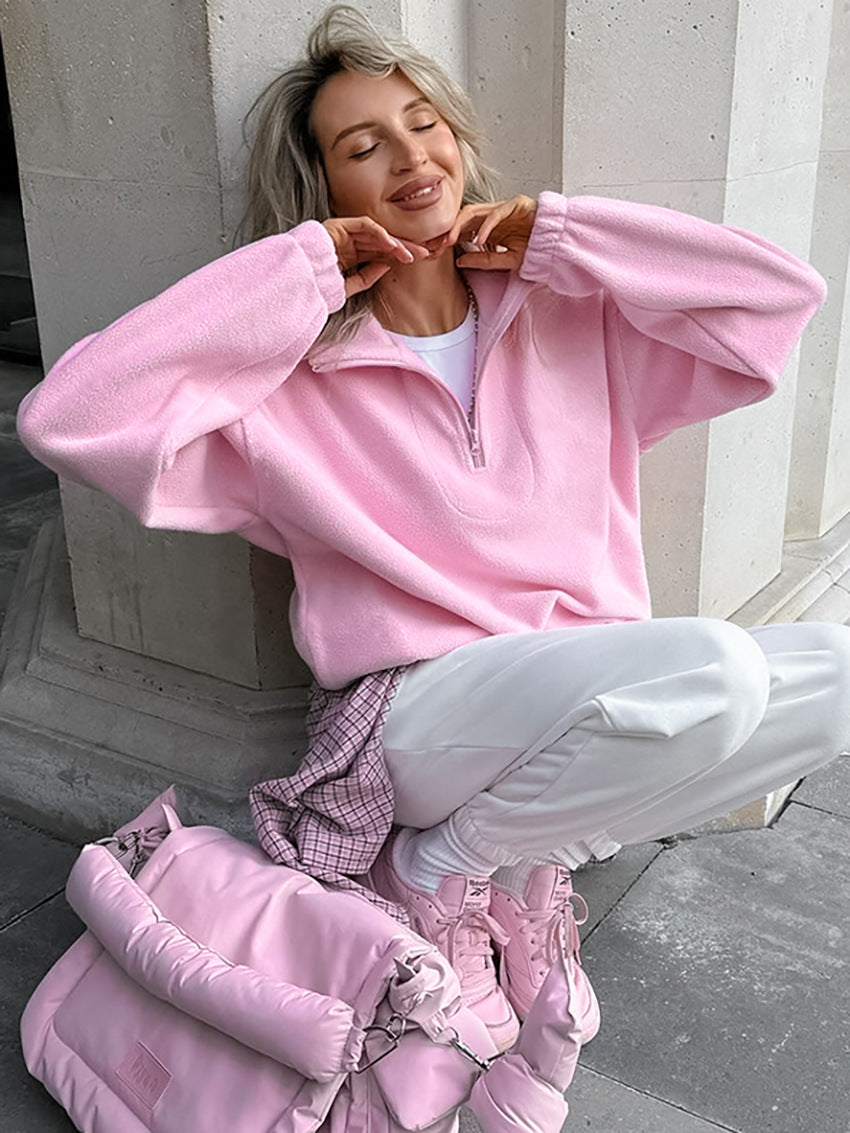 Women's half-zip fleece pullover sweatshirt