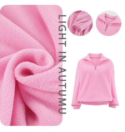 Women's half-zip fleece pullover sweatshirt