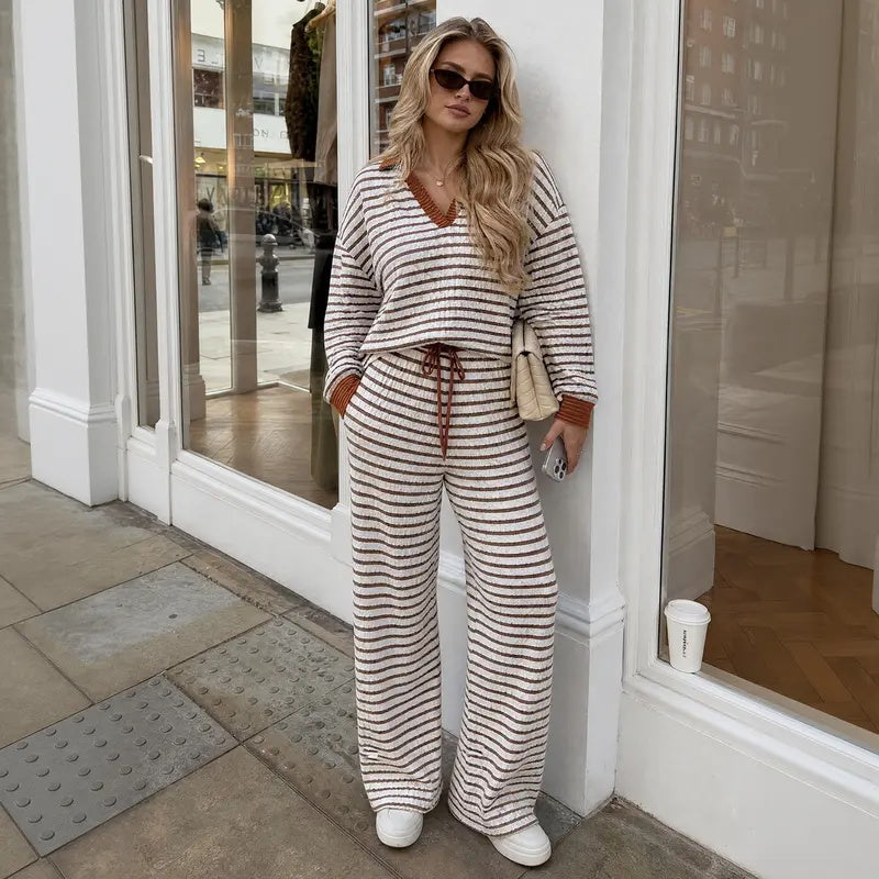 Striped Knit Two-Piece Set