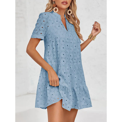 Women’s Summer Lace Dresses Eyelet Casual Flowy Babydoll Swing(Buy 2 Free Shipping）