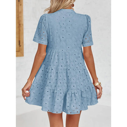 Women’s Summer Lace Dresses Eyelet Casual Flowy Babydoll Swing(Buy 2 Free Shipping）