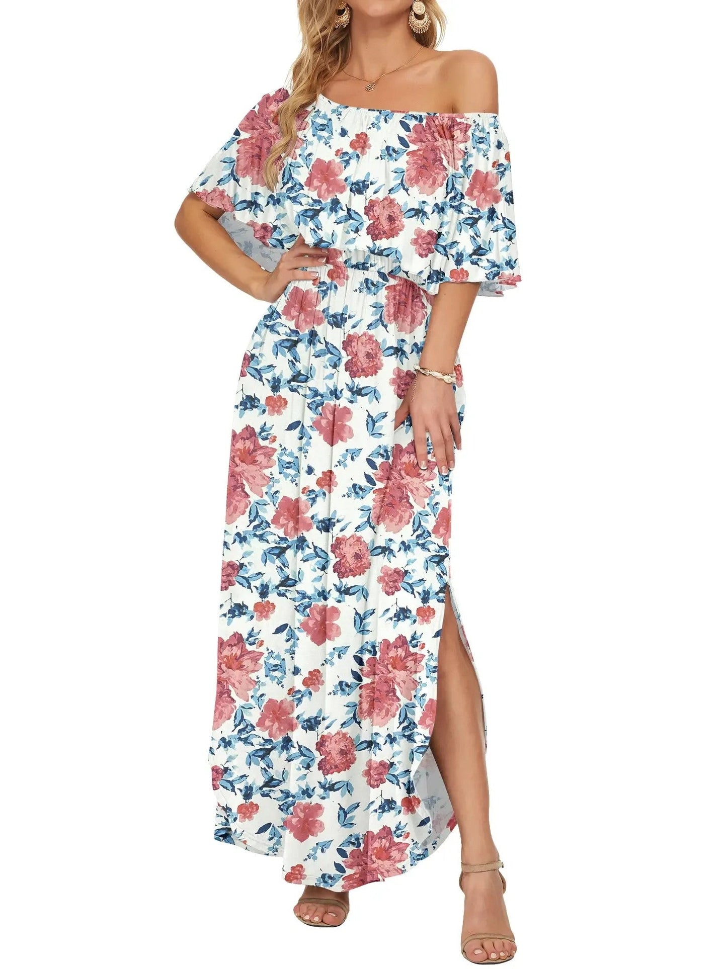 Women's Summer Floral Off-the-Shoulder Maxi Dress