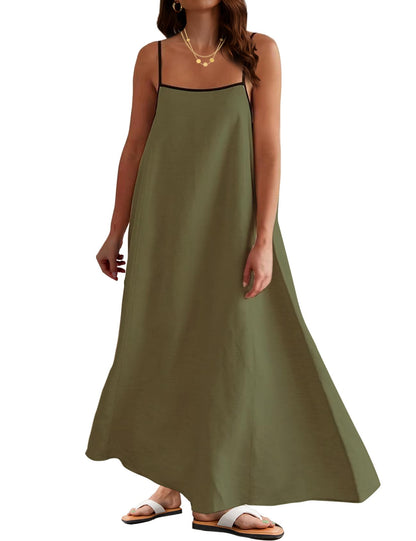 Women's maxi dress Summer Solid Color Loose Long Skirt