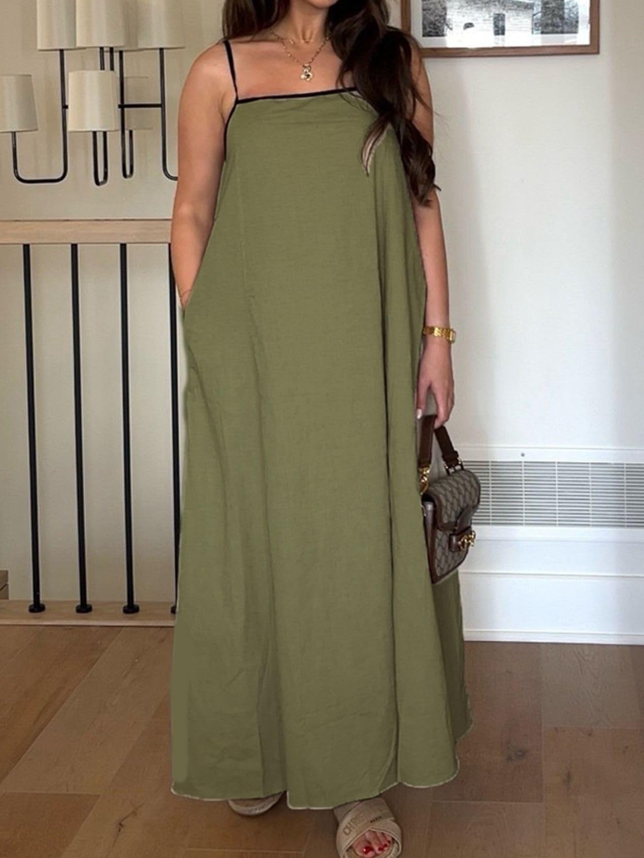 Women's maxi dress Summer Solid Color Loose Long Skirt