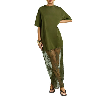 ✨Women's Contrast Lace Hem T-Shirt Dress(BUY 2 FREE SHIPPING)