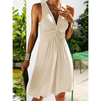 Women's V Neck Front Knotted Sleeveless Tank Dress(Buy 2 Free Shipping)