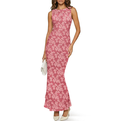 Women's Summer Floral Maxi Dress Mesh Sleeveless Tank Dresses