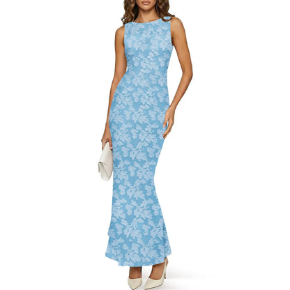Women's Summer Floral Maxi Dress Mesh Sleeveless Tank Dresses