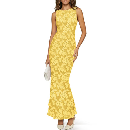 Women's Summer Floral Maxi Dress Mesh Sleeveless Tank Dresses