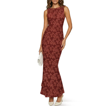 Women's Summer Floral Maxi Dress Mesh Sleeveless Tank Dresses