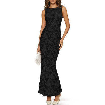 Women's Summer Floral Maxi Dress Mesh Sleeveless Tank Dresses