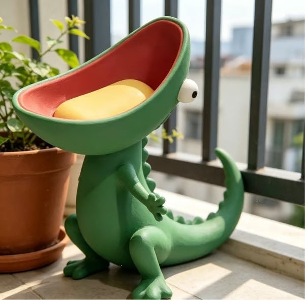 Lizard with open mouth soap box decorative ornament