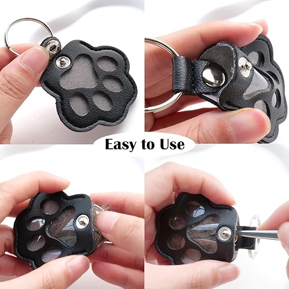Cute leather paw print keychain made from pet cat and dog fur（BUY MORE SAVE MORE)